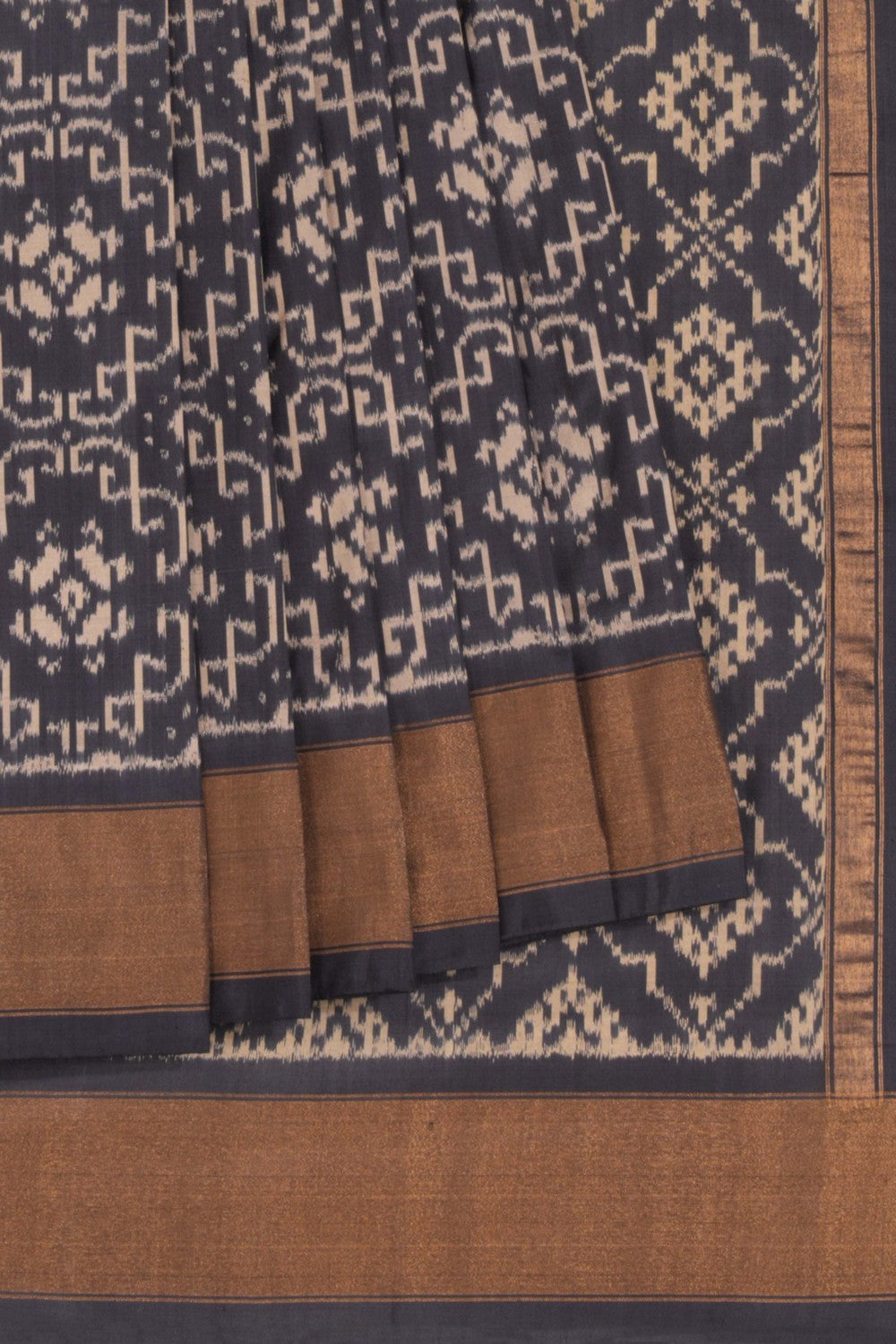 Pochampally Ikat Silk Grey Saree