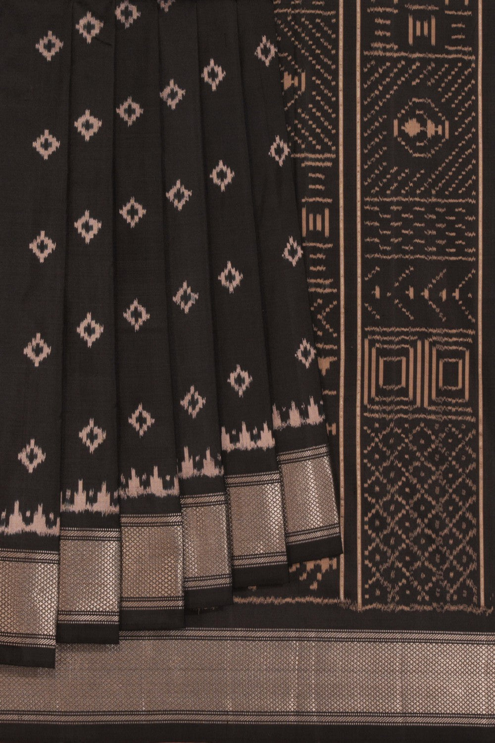 Pochampally Ikat Silk Black Saree