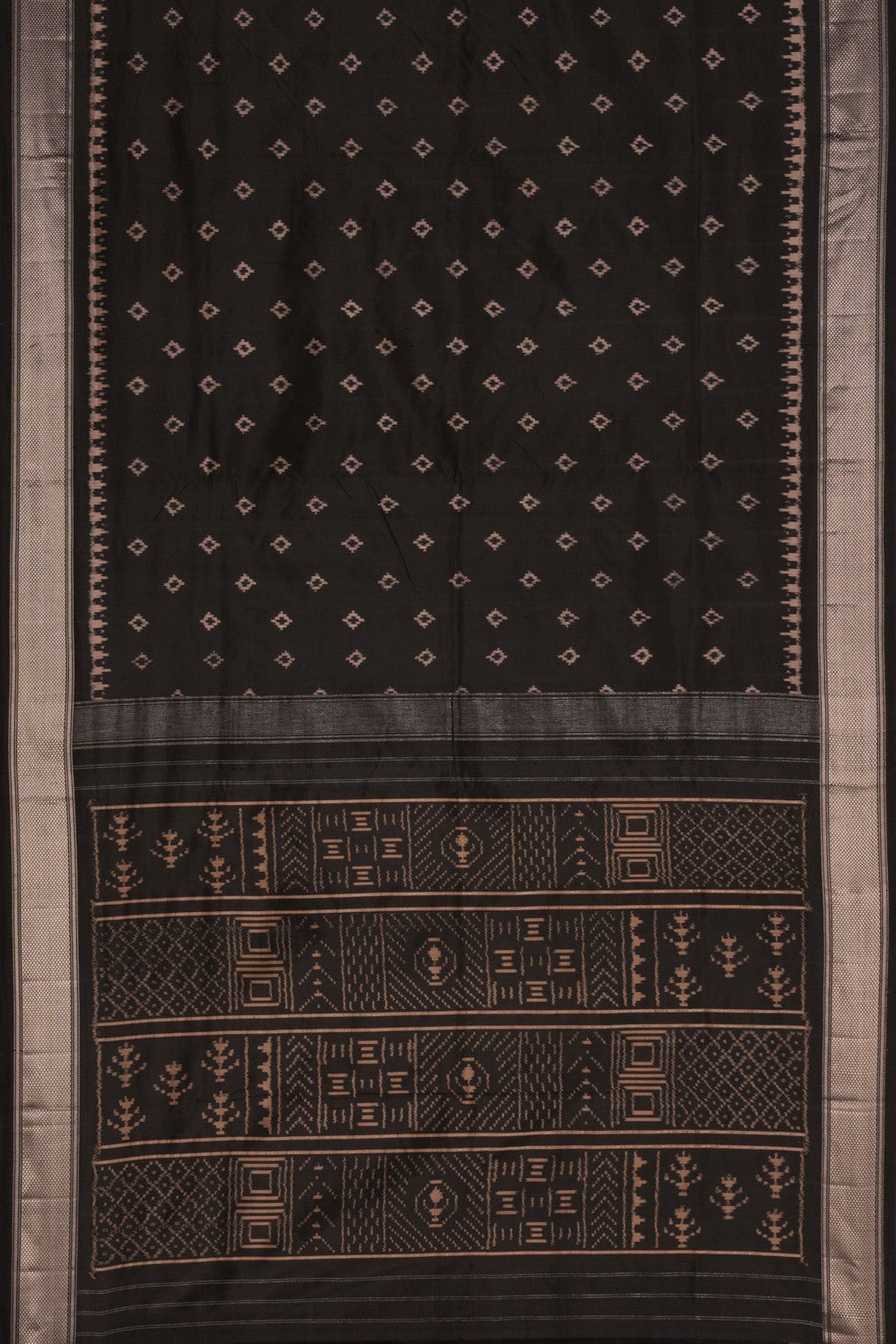 Pochampally Ikat Silk Black Saree