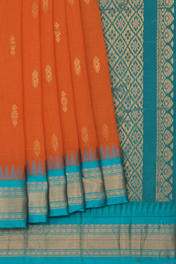 Image of Gadwal Cotton Orange Saree