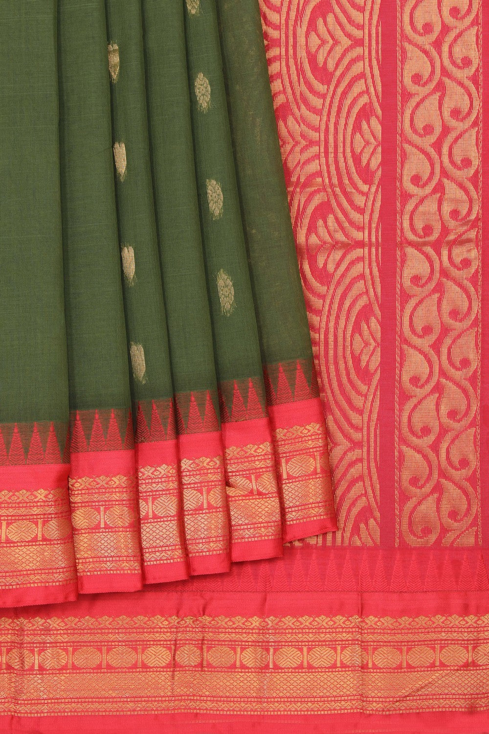 Gadwal Cotton Green Saree