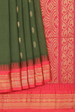 Image of Gadwal Cotton Green Saree