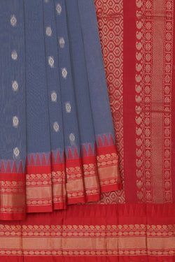 Image of Gadwal Cotton Grey Saree