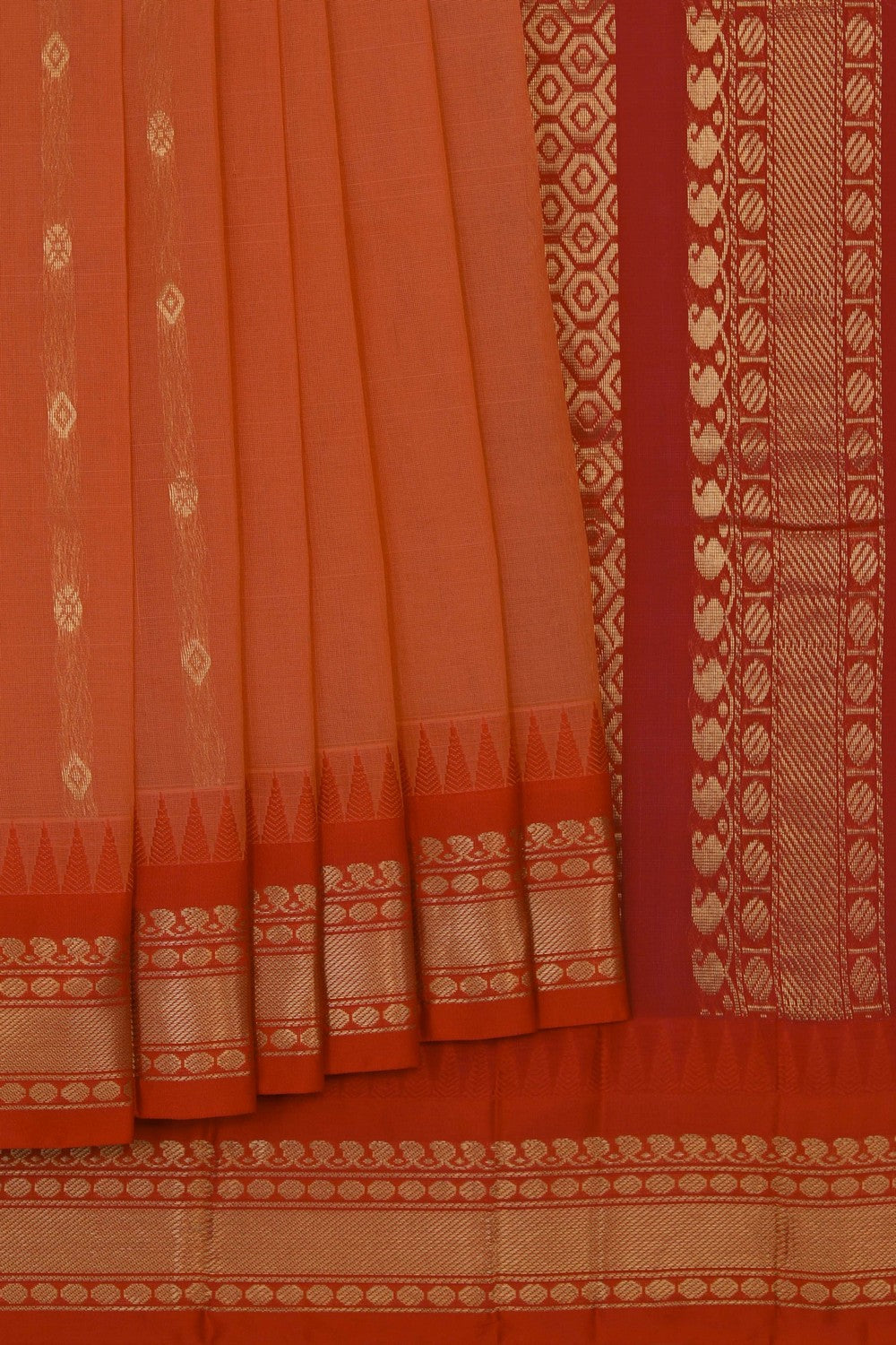 Gadwal Cotton Orange Saree