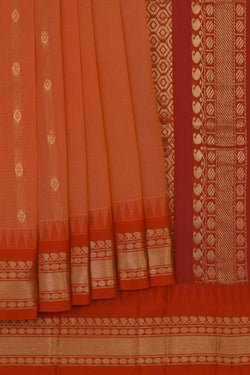 Image of Gadwal Cotton Orange Saree