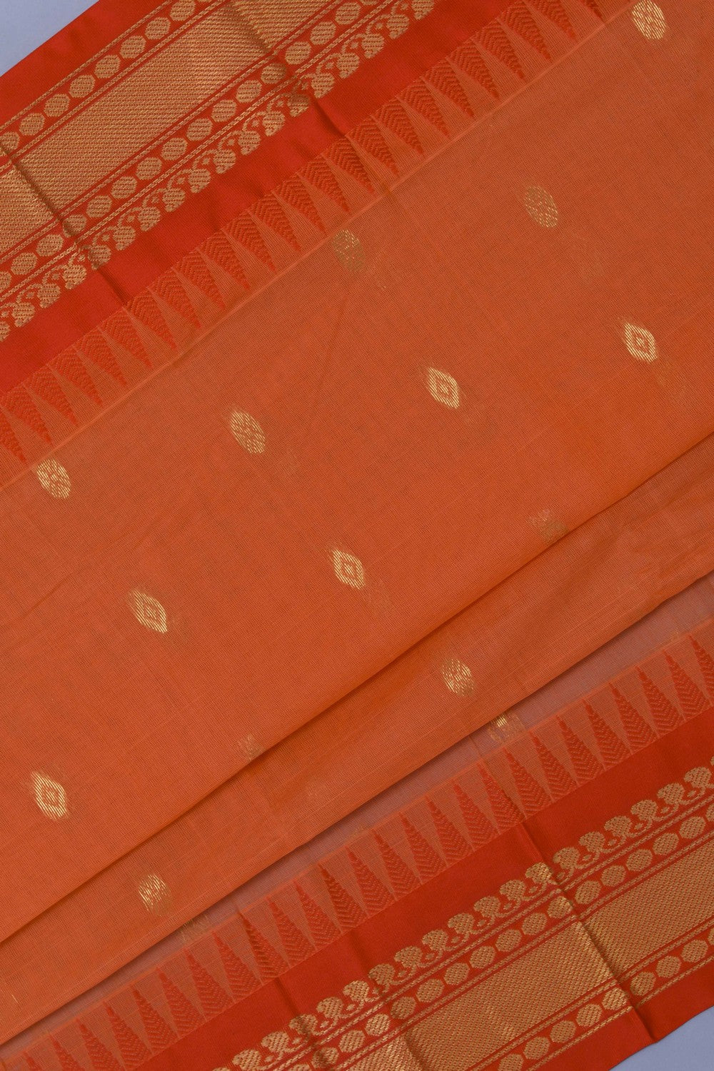 Gadwal Cotton Orange Saree