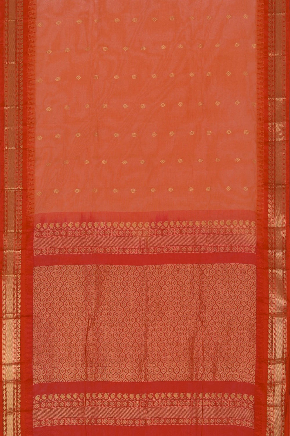 Gadwal Cotton Orange Saree