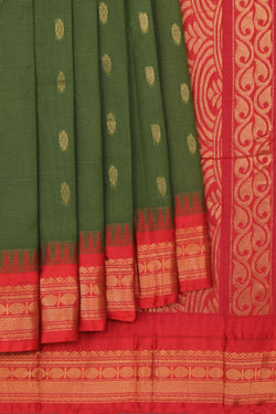 Image of Gadwal Cotton Green Saree