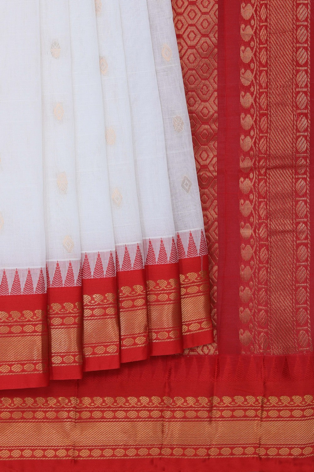 Gadwal Cotton White Saree