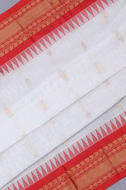 Image of Gadwal Cotton White Saree