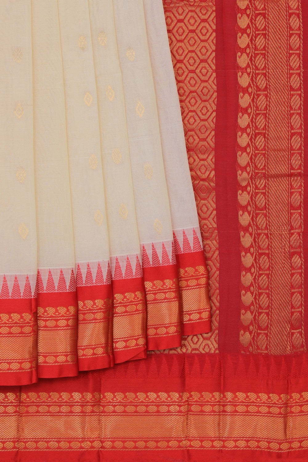 Gadwal Cotton Off-White Saree