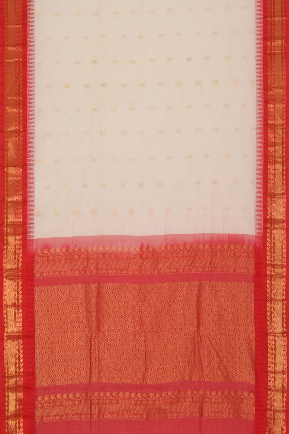 Gadwal Cotton Off-White Saree