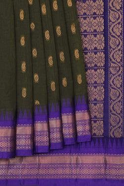 Image of Gadwal Cotton Green Saree