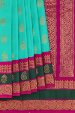 Image of Gadwal Silk Sea Green Saree