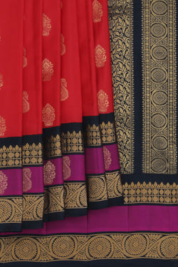 Image of Gadwal Silk Red Saree