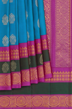 Image of Gadwal Silk Blue Saree