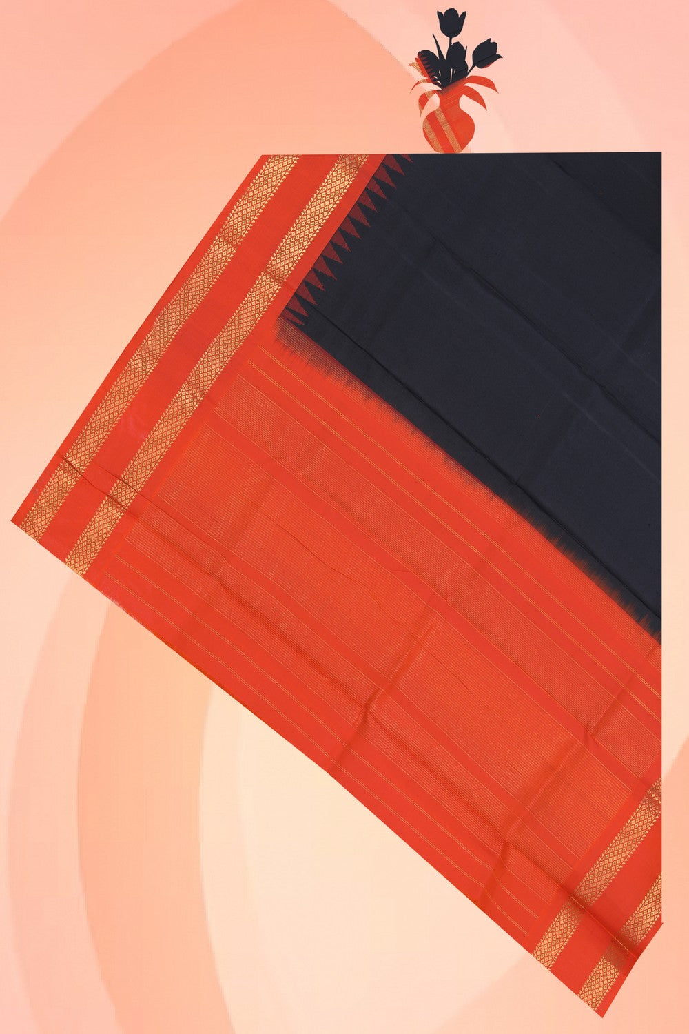 Image of Gadwal Silk Black Dupatta