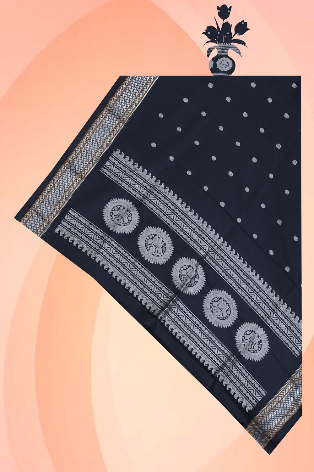 Image of Gadwal Silk Black Dupatta
