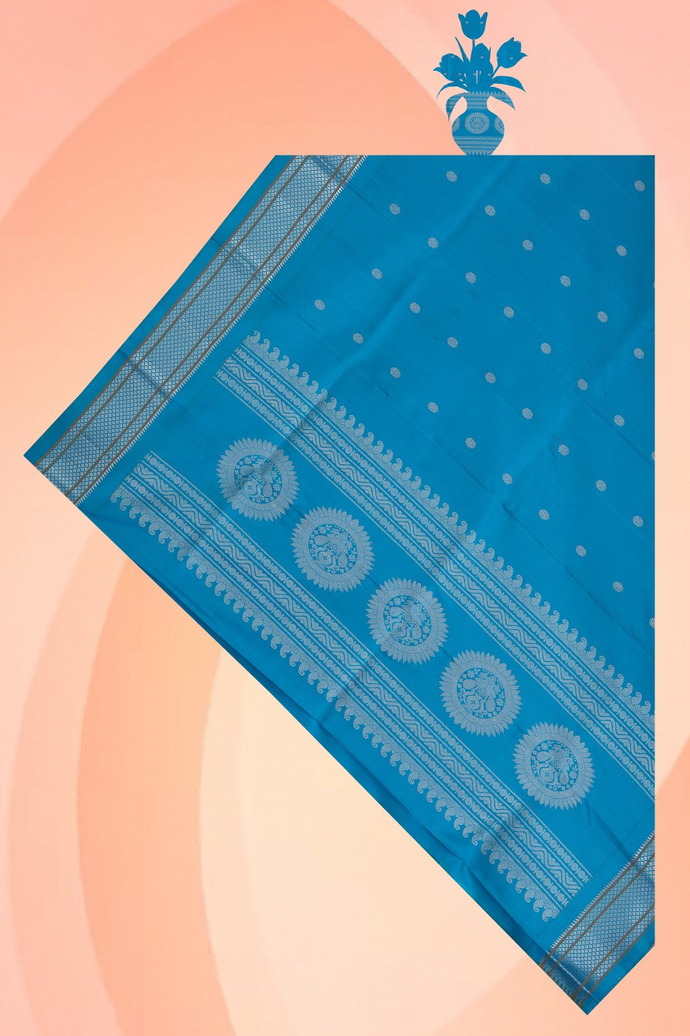 Image of Gadwal Silk blue Dupatta