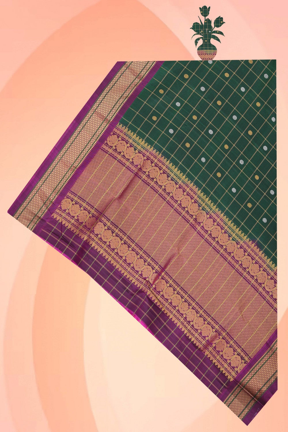 Image of Gadwal Silk Green Dupatta