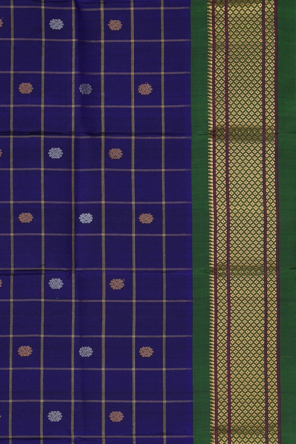 Image of Gadwal Silk Indigo Blue Dupatta