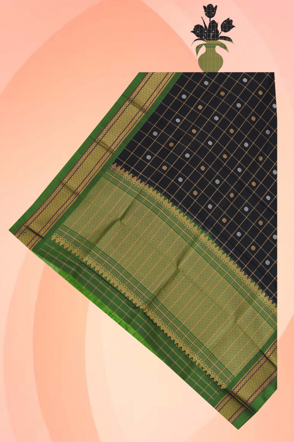 Image of Gadwal Silk Black Dupatta