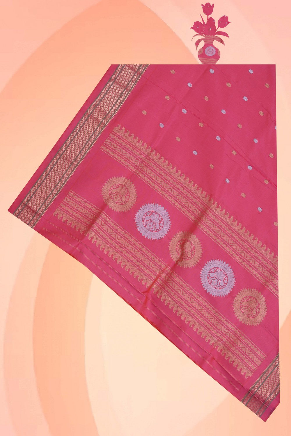 Gadwal Silk Pink Dupatta