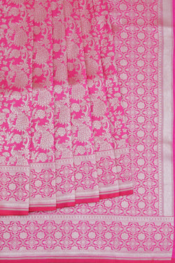 Image of Banarasi-Silk Brocade Pink Saree