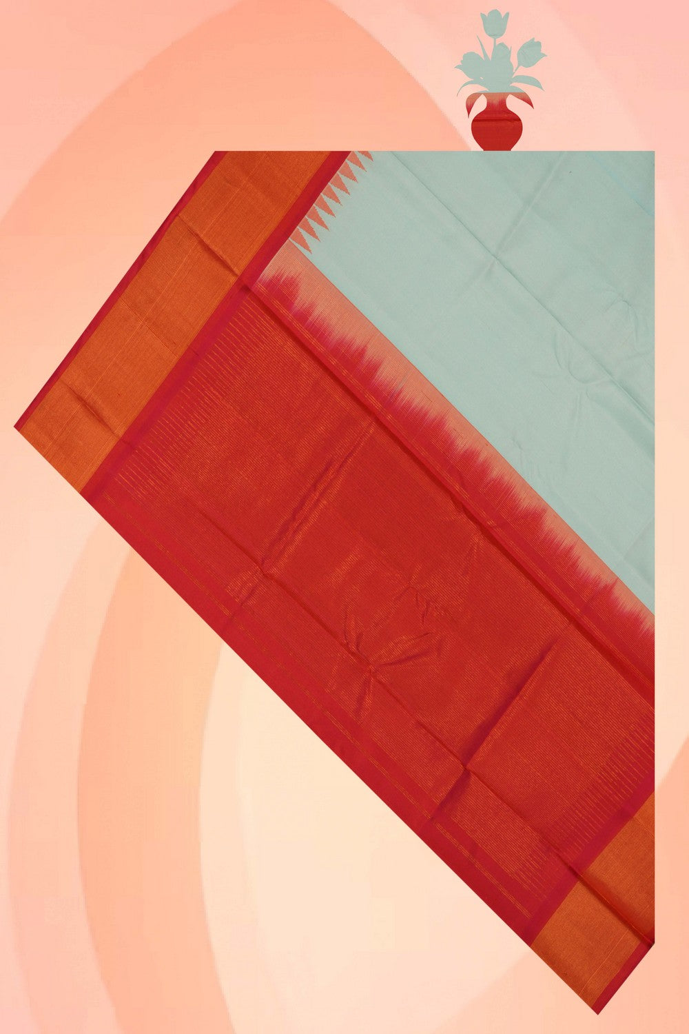 Image of Gadwal Silk Kattam Aqua Green Dupatta