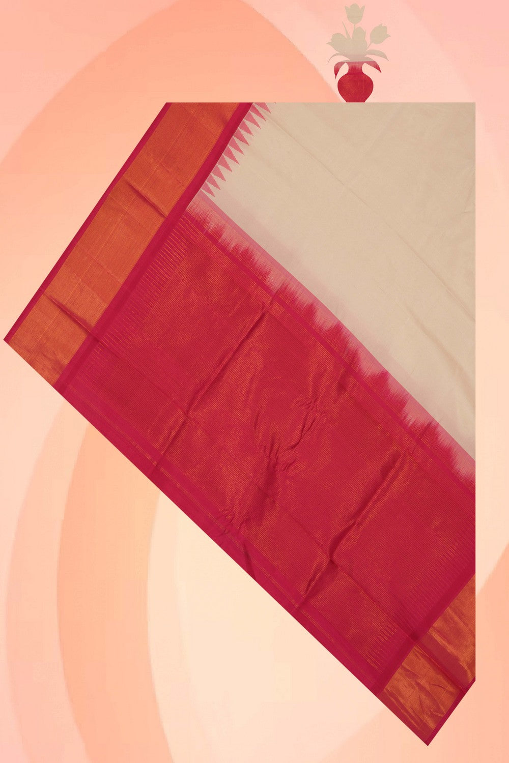 Image of Gadwal Silk Kattam Off-White Dupatta