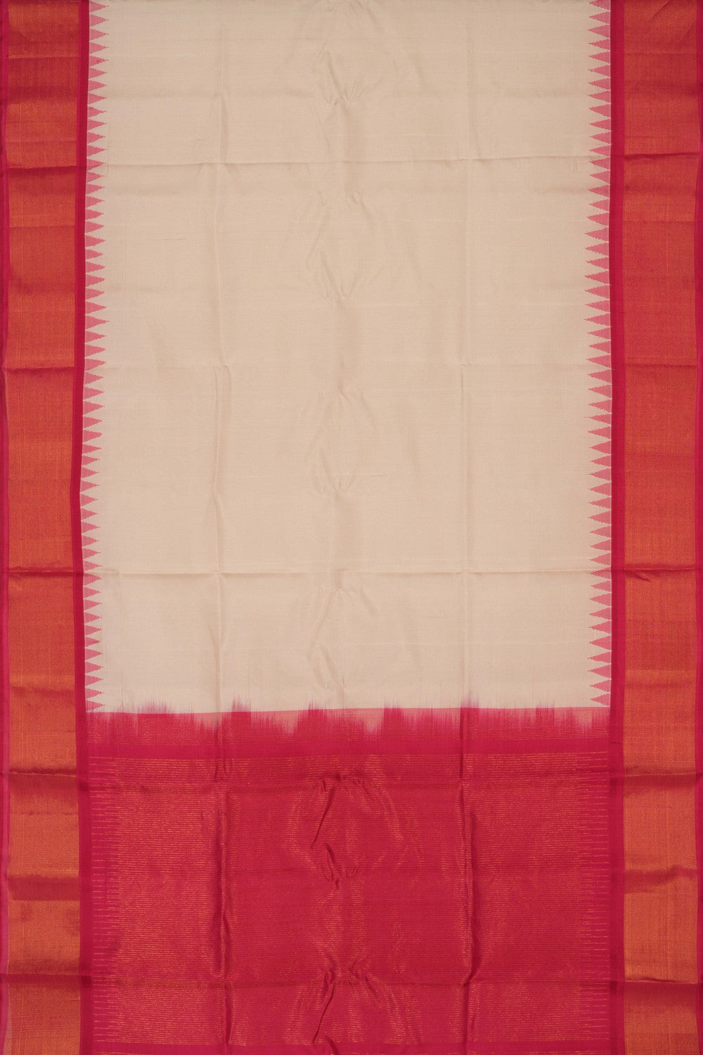 Image of Gadwal Silk Kattam Off-White Dupatta