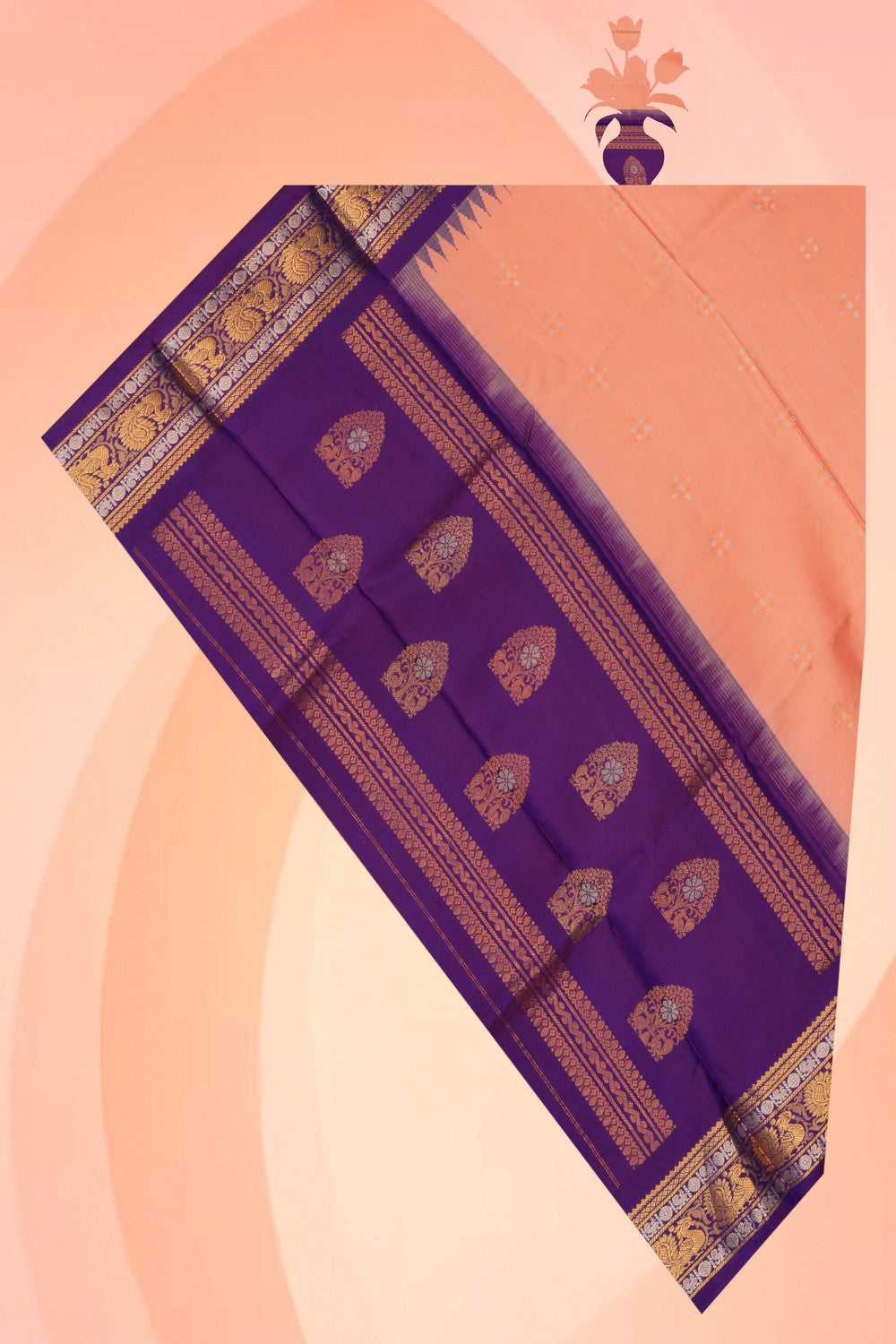 Image of Gadwal Silk Peach Dupatta