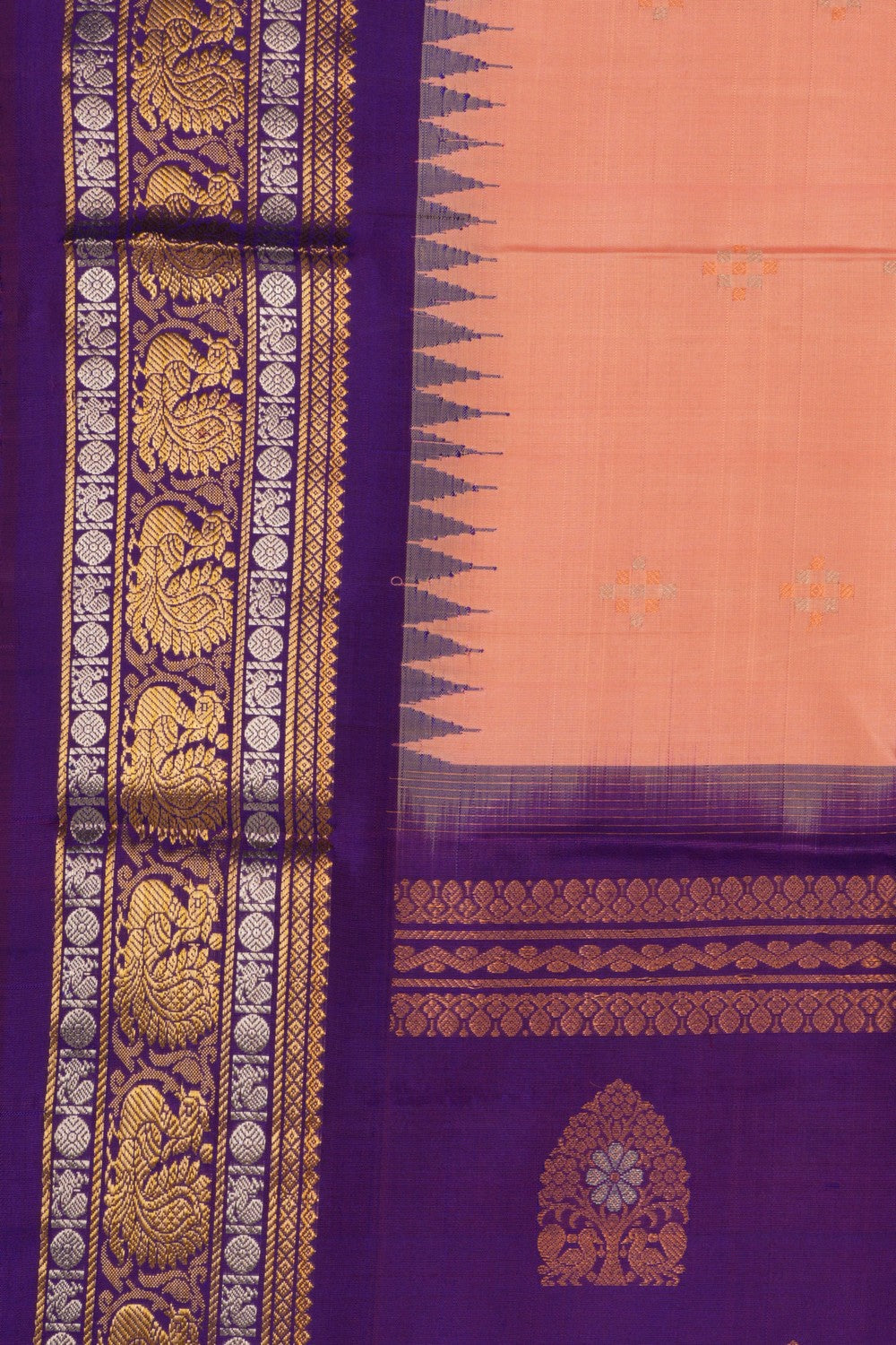 Image of Gadwal Silk Peach Dupatta