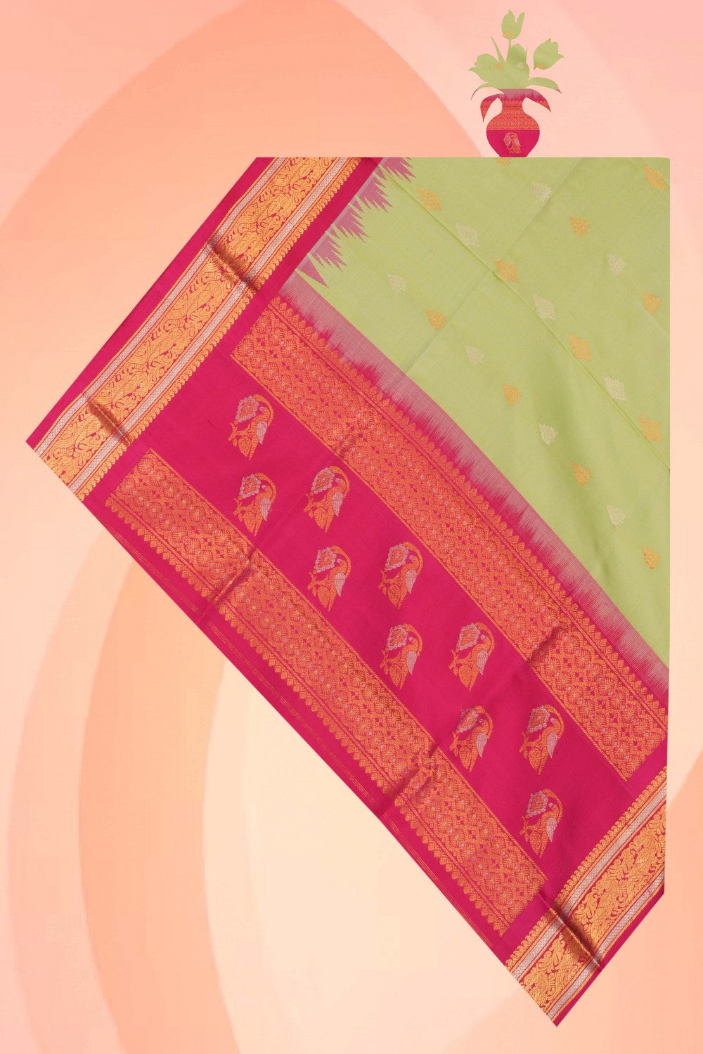 Image of Gadwal Silk Mint Green Dupatta