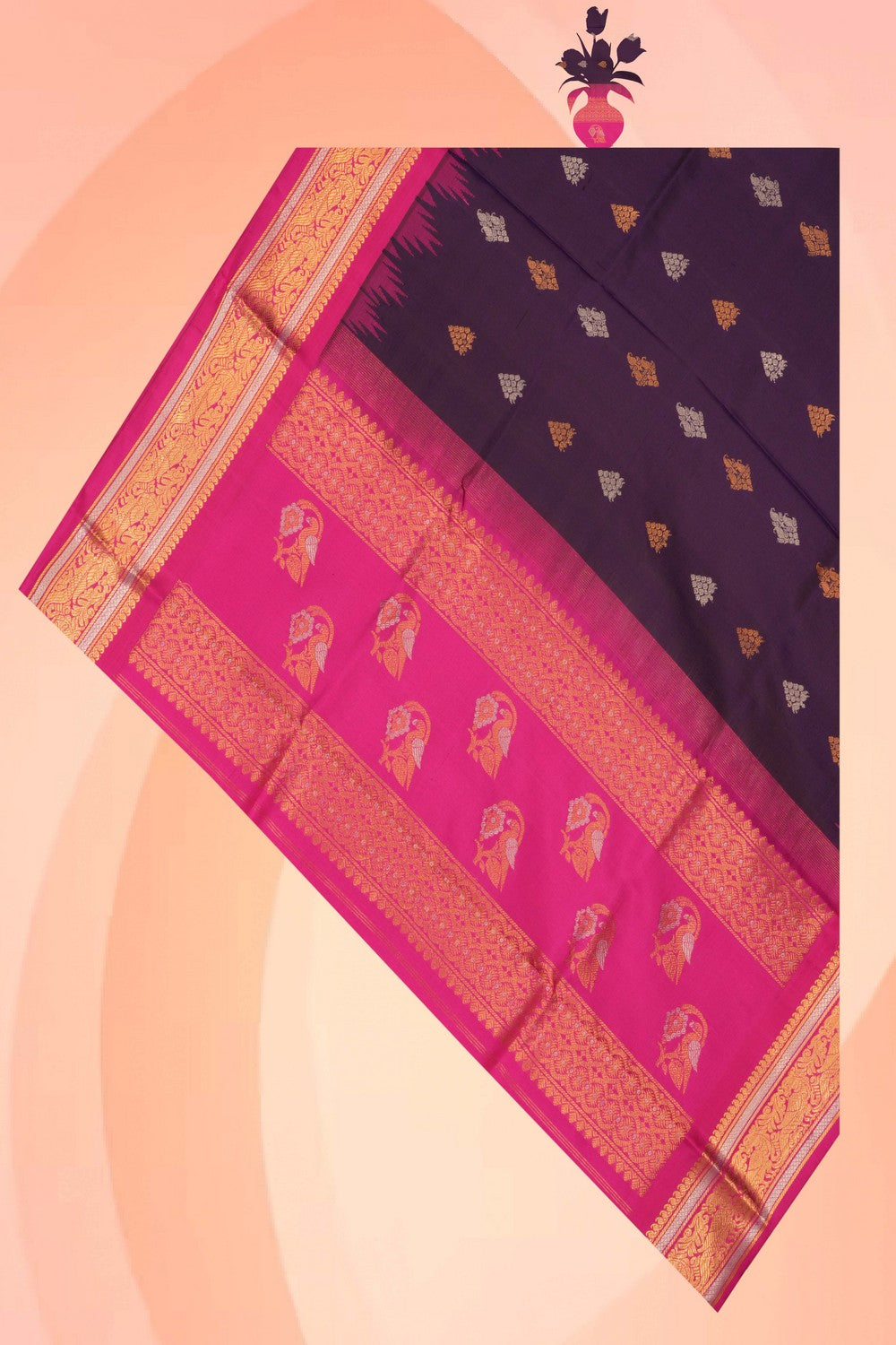Image of Gadwal Silk Purple Dupatta