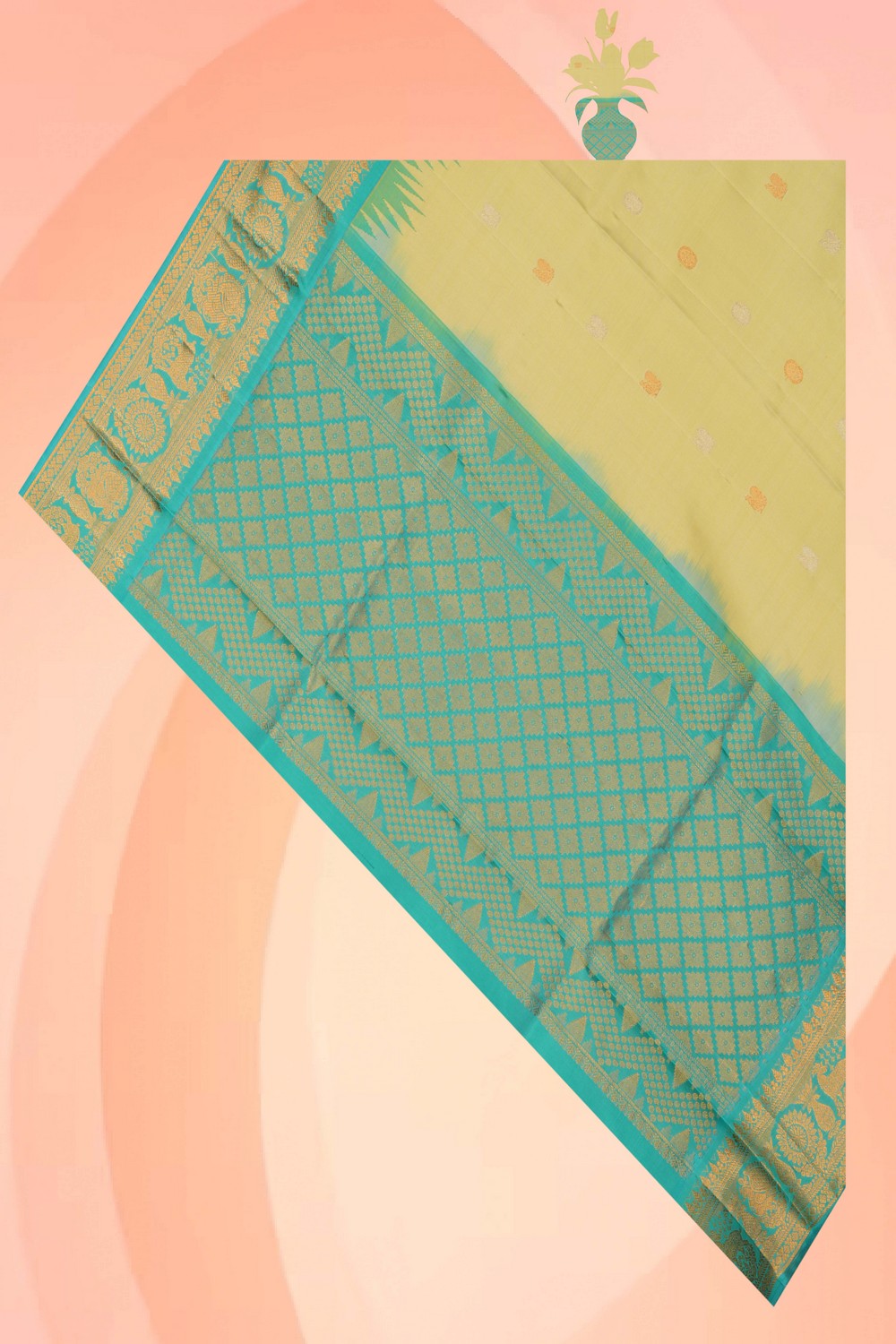 Image of Gadwal Silk Spring Yellow Dupatta