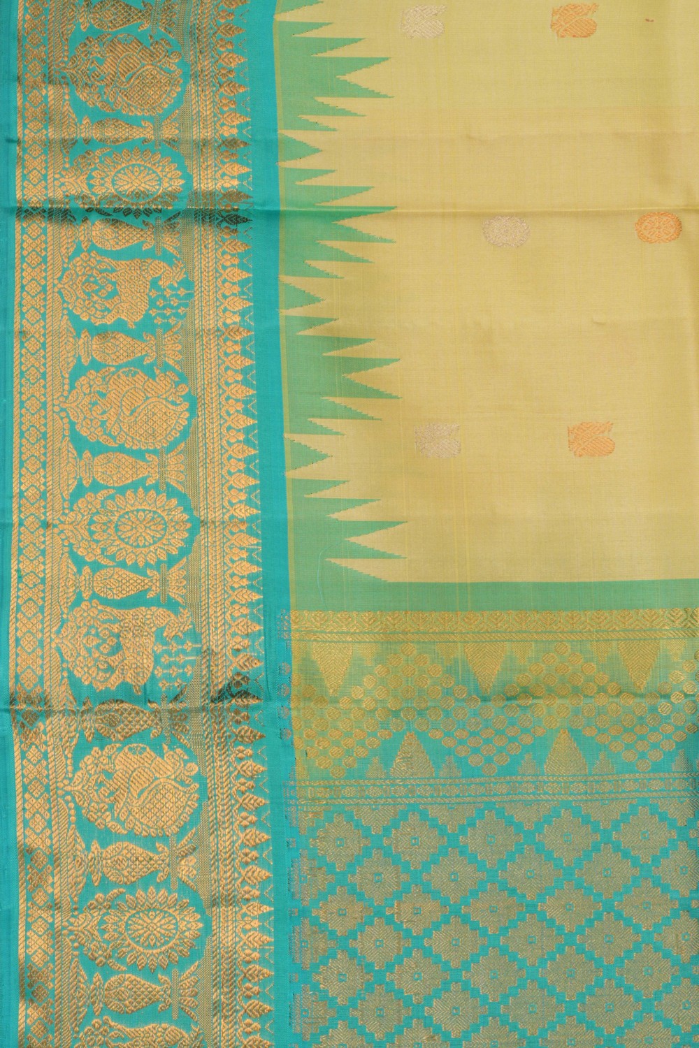 Image of Gadwal Silk Spring Yellow Dupatta