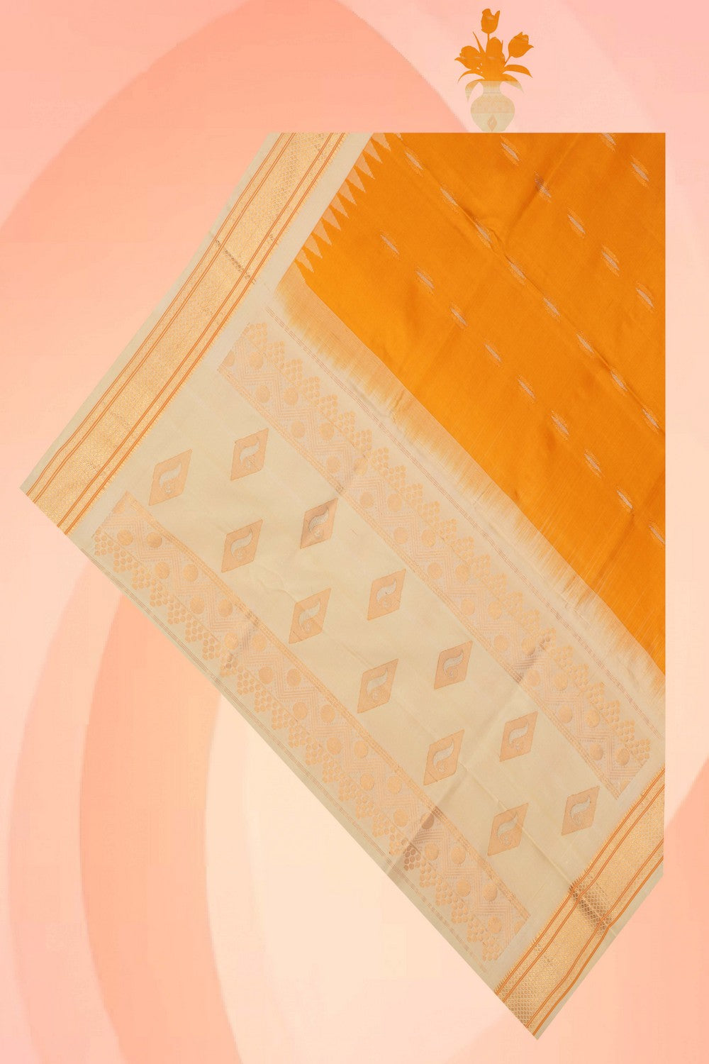 Image of Gadwal Silk Yellow Dupatta