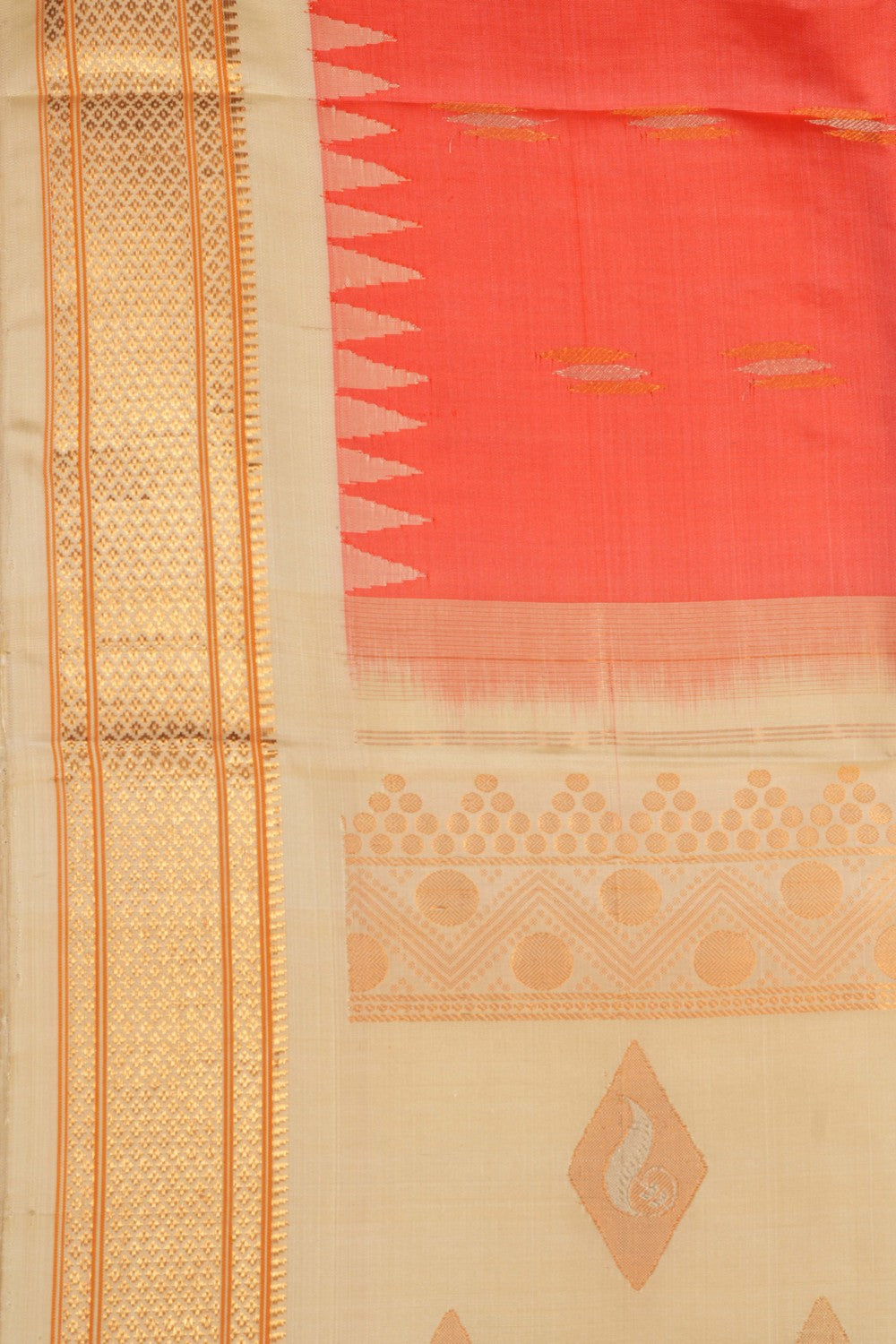 Gadwal Silk Coral Pink Dupatta