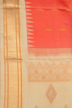 Image of Gadwal Silk Coral Pink Dupatta