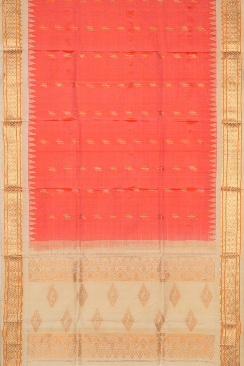 Image of Gadwal Silk Coral Pink Dupatta