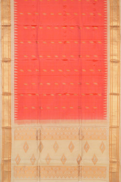 Image of Gadwal Silk Coral Pink Dupatta