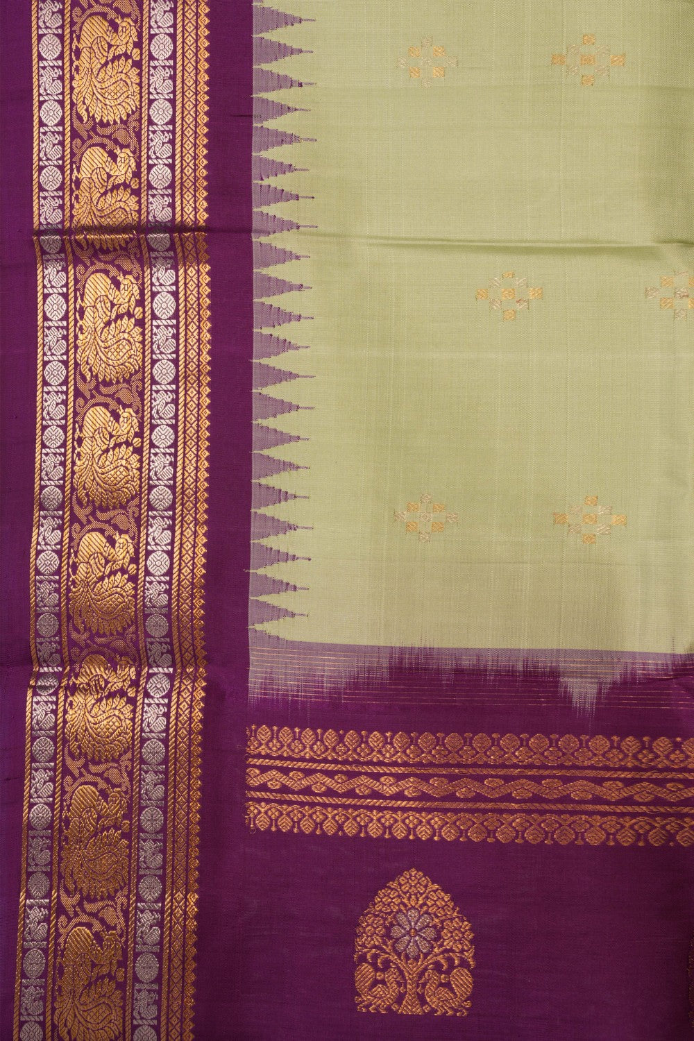 Gadwal Silk Smoky Green Dupatta