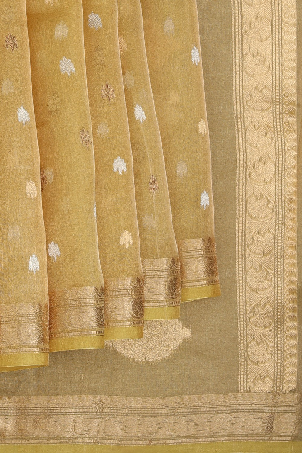 Banarasi Kora Tissue Yellow Saree