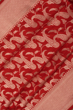 Image of Banarasi Katan Silk Red Saree