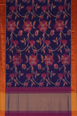 Image of Rajkot Patola Silk Indigo Blue Saree