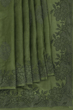 Image of Tussar Silk Embroidery Saree