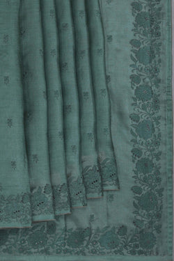 Image of Tussar Silk Embroidery Saree