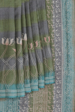 Image of Tussar Silk Printed Saree