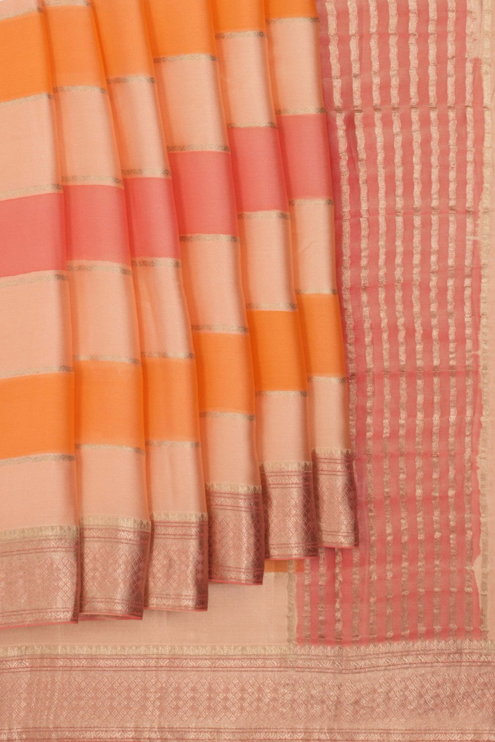 Crepe Peach Saree